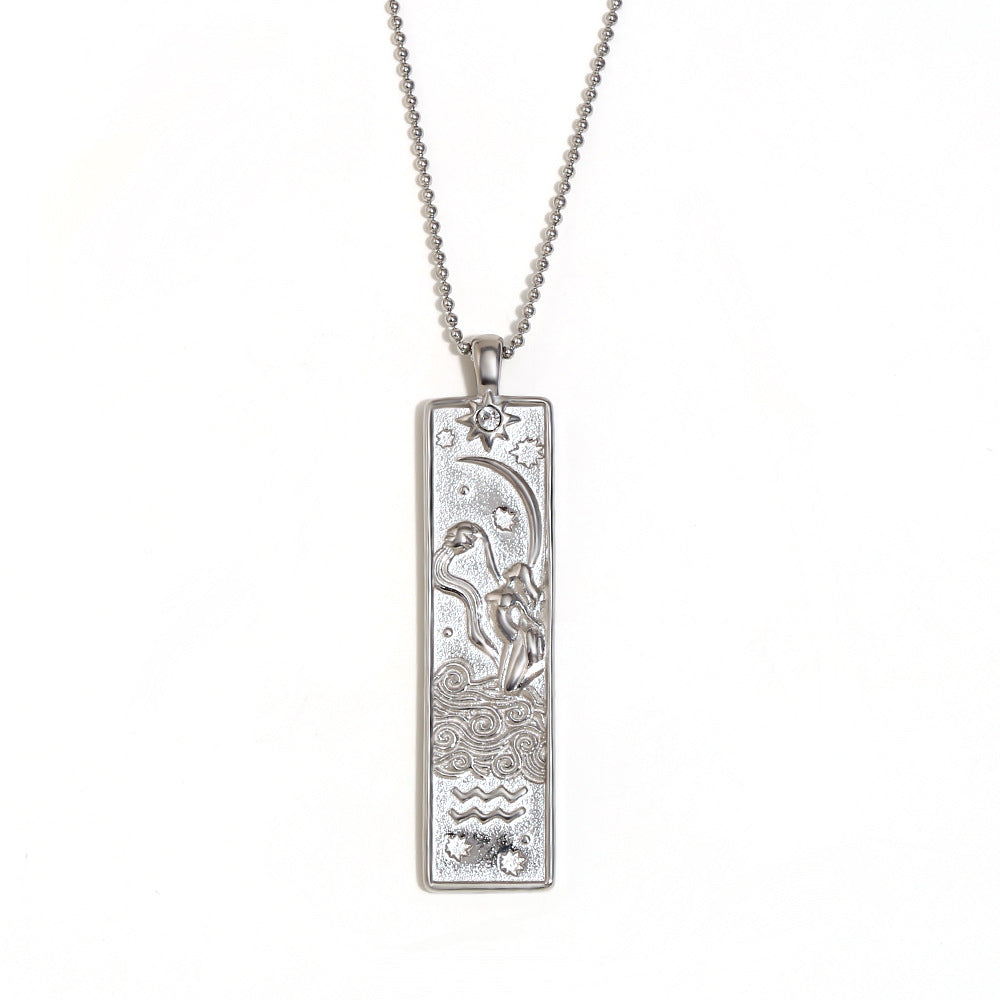Wholesale Stainless steel plated square twelve zodiac sign necklace